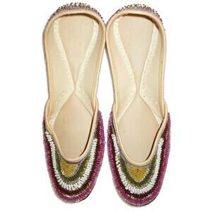 Leather Beaded Slippers MULTI size 9 only